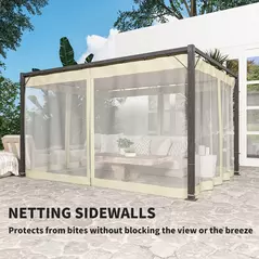 Outsunny 3 x 4m Aluminium Frame Pergola, with Retractable Roof - Khaki - 5