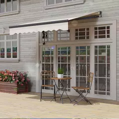 Outsunny 2.5 x 2m Electric Awning with Remote Controller, Aluminium Frame DIY Retractable Awning, UV30+ Sun Shade Canopy for Garden Patio Deck Door Window, Beige - 8