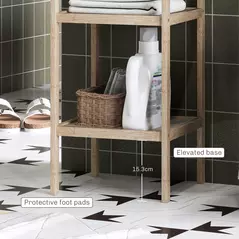 HOMCOM Four-Tier Bamboo Bathroom Shelf - Natural Finish - 6