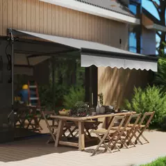 Outsunny 2.5 x 2m Electric Awning with Remote Controller, Aluminium Frame DIY Retractable Awning, UV30+ Sun Shade Canopy for Garden Patio Deck Door Window, Dark Grey - 2