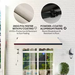 Outsunny 2.5 x 2m Electric Awning with Remote Controller, Aluminium Frame DIY Retractable Awning, UV30+ Sun Shade Canopy for Garden Patio Deck Door Window, Beige - 5