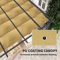 Outsunny 3 x 3m Aluminium Pergola, with Retractable Roof - Khaki - 5