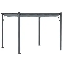 Outsunny 3 x 3 m Aluminum Gazebo, with Retractable Roof - Grey - 1