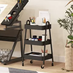 HOMCOM Three-Tier Storage Trolley - Black - 8