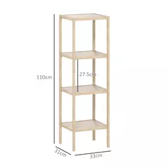 HOMCOM Four-Tier Bamboo Bathroom Shelf - Natural Finish - 3