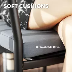 Outsunny 3 Pieces Rattan Bistro Set with Cushions, Wicker Garden Furniture Set, Glass Top Coffee Table and Chairs for Outdoor Patio, Balcony, Terrace and Conservatory, Grey - 5