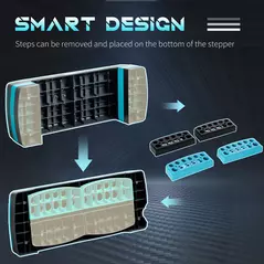 HOMCOM Aerobic Step with 3-Level Adjustable Heights for Home, Office Exercise, Black and Blue - 5