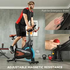 SPORTNOW Quiet Stationary Exercise Bike with Adjustable Resistance, Seat, Black - 4