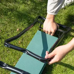 Outsunny 2 In 1 Garden Kneeler Seat Kneeling Pad Support Bench Foldable Knee Protector, Green - 9