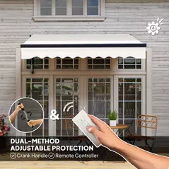 Outsunny 2.5 x 2m Electric Awning with Remote Controller, Aluminium Frame DIY Retractable Awning, UV30+ Sun Shade Canopy for Garden Patio Deck Door Window, Beige - 4