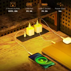 HOMCOM Computer Desk with Power Outlets and LED Lights, Home Office Desk with Monitor Stand, 2 CPU Stands and Storage Shelves, Study Table Gaming Desk with Hutch, Rustic Brown - 4