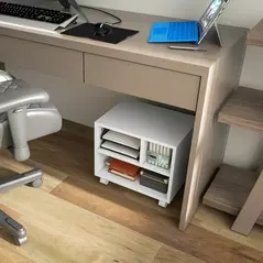 HOMCOM Three-Compartment Printer Cabinet, with Wheels - White - 7