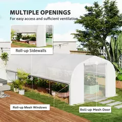 Outsunny 19.5 x 9.8ft Tunnel Greenhouse, with Accessories - White - 4