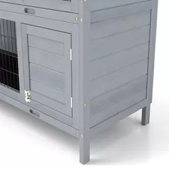 PawHut Rabbit Hutch Outdoor Guinea Pig Hutch Bunny Cage with No-Leak Trays, Divider, 136 x 50 x 93cm, Grey - 8
