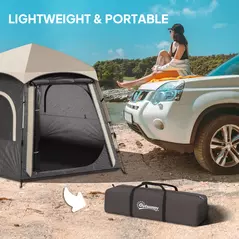 Outsunny Instant Pop Up Camping Tent, 2/3/4 Person Easy Setup Dome Family Tent with Vestibule, Rainfly, 4 Mesh Windows & 2 Doors, Hexagonal Design, Waterproof & UV Protected, Dark Grey - 8