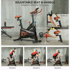 SPORTNOW Quiet Stationary Exercise Bike with Adjustable Resistance, Seat, Black - 5
