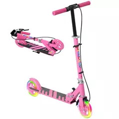 AIYAPLAY Scooter for Kids Aged 3-8 Years, with Adjustable Handle, Two Light Up Wheels, Handbrake, Rear Brake, Pink - 1