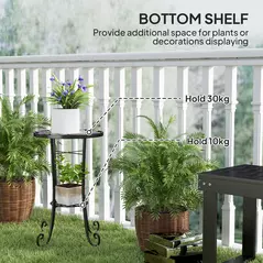 Outsunny Mosaic Garden Table, 35.5 cm Round Outdoor Table with Shelf, Ceramic Tile Top, Small Garden Side Table Bistro Table End Table Plant Stand for Indoor, Patio, Balcony, Orange - 5