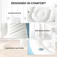 Outsunny Inflatable Tub Chair and Footstool - Blue/White - 5