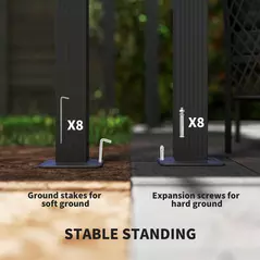 Outsunny 3 x 4m Aluminium Pergola, with Retractable Roof - Khaki - 6