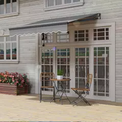 Outsunny 2.5 x 2m Electric Awning with Remote Controller, Aluminium Frame DIY Retractable Awning, UV30+ Sun Shade Canopy for Garden Patio Deck Door Window, Dark Grey - 8