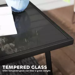 Outsunny 3 Pieces Rattan Bistro Set with Cushions, Wicker Garden Furniture Set, Glass Top Coffee Table and Chairs for Outdoor Patio, Balcony, Terrace and Conservatory, Grey - 6