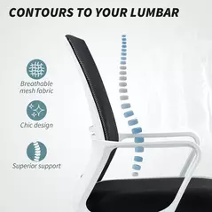 HOMCOM Draughtsman Chair, Mesh Drafting Chair, Ergonomic Office Chair with Lumbar Support, Adjustable Foot Ring, Black - 6