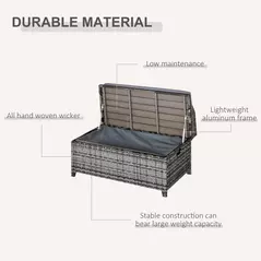 Outsunny 130 L Rattan Garden Storage Box, with Seat - Mixed Grey - 6