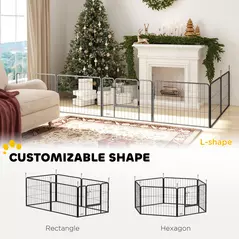PawHut 6 Panels Dog Playpen, Portable Detachable Puppy Pen with Door, for Small Dogs, 60cm High, Grey - 4