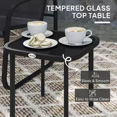 Outsunny Three-Piece Garden Seating Set - Black - 7