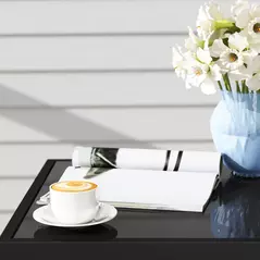 Outsunny 3 Pieces Rattan Bistro Set with Cushions, Wicker Garden Furniture Set, Glass Top Coffee Table and Chairs for Outdoor Patio, Balcony, Terrace and Conservatory, Grey - 9