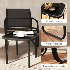 Outsunny Three-Piece Garden Seating Set - Black - 8