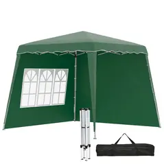 Outsunny 2.4 x 2.4m Two Wall Pop Up Gazebo - Green - 1