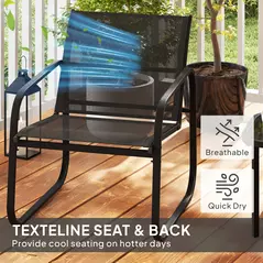Outsunny Three-Piece Garden Seating Set - Black - 5