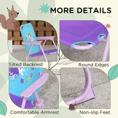 Outsunny Kids Picnic Table and Chair Set, Fairy Themed Outdoor Garden Furniture w/ Foldable Chairs, Adjustable Parasol - 8