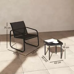 Outsunny Three-Piece Garden Seating Set - Black - 3