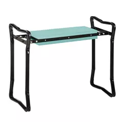Outsunny 2 In 1 Garden Kneeler Seat Kneeling Pad Support Bench Foldable Knee Protector, Green - 1