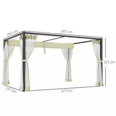 Outsunny 3 x 4m Aluminium Frame Pergola, with Retractable Roof - Khaki - 3