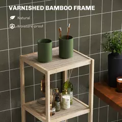 HOMCOM Four-Tier Bamboo Bathroom Shelf - Natural Finish - 5