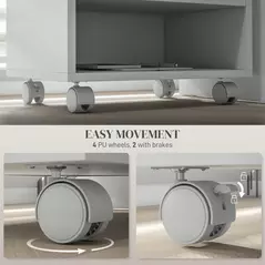 HOMCOM Three-Compartment Printer Cabinet, with Wheels - White - 5