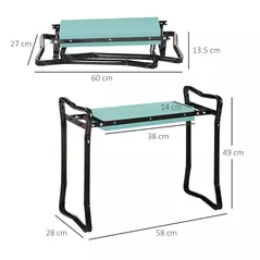 Outsunny 2 In 1 Garden Kneeler Seat Kneeling Pad Support Bench Foldable Knee Protector, Green - 3