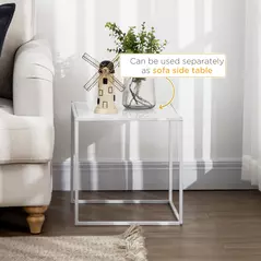 HOMCOM Square Nesting Coffee Table Set of 2, Modern Nest of Tables, Sofa Side Tables with Steel Frame for Living Room, Bedroom, Small Space, White - 5