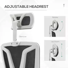 Vinsetto Ergonomic Office Chair, High Back Desk Chair, Reclining Mesh Computer Chair with Adjustable Headrest, Lumbar Support, Foot Rest, Swivel Wheels, Adjustable Height, Black - 5