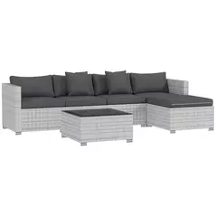 Outsunny 6 Pieces Rattan Corner Sofa Set - Mixed Grey - 1