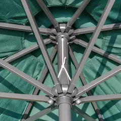 Outsunny 2.7m Patio Garden Umbrella Outdoor Parasol with Tilt Crank and 24 LEDs Lights (Green) - 9