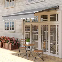 Outsunny 3 x 2.5m Electric Awning with Remote Controller, Aluminium Frame DIY Retractable Awning, UV30+ Sun Shade Canopy for Garden Patio Deck Door Window, Light Grey - 8