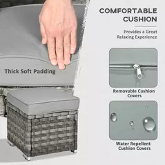 Outsunny Seven-Piece Firepit Table Rattan Sofa Set - Grey - 5