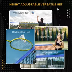 SPORTNOW 4m Badminton Net, Height Adjustable Outdoor Sports Net, with Carry Bag, for Tennis, Pickleball, Volleyball, Blue - 4