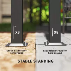 Outsunny 3 x 3m Aluminium Pergola, with Retractable Roof - Grey/Khaki - 6