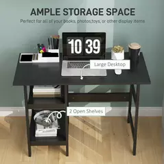 HOMCOM Compact Computer Desk with Storage Shelves, Study Table with Bookshelf, PC Table Workstation for Home Office, Study, Easy Assembly, 106 x 51cm, Black - 4